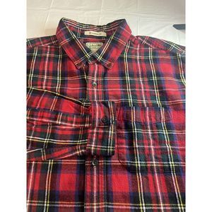 Men's LL Bean Traditonal Fit Red Plaid Flannel  Button‎ Down Shirt- Size XL Tall